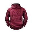 thumbnail image 1 of Xuniizn Quarter Zip Multi Pockets Pullover Men, Solid Color Drawstring Hiking Climbing Jogging Sports Windproof Pullover Sweatshirts, Soft Comfortable Thermal Fall Winter Casual Black Hoodies, S-3XL, 1 of 6