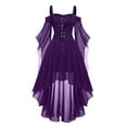 thumbnail image 1 of Xuniizn Renaissance Dress Women, Plus Size Tie Front Spaghetti Strap Ruffle Gothic Vintage Dress, Soft Breathable Lace Bodycon Halloween Party Dress, 1 of 3
