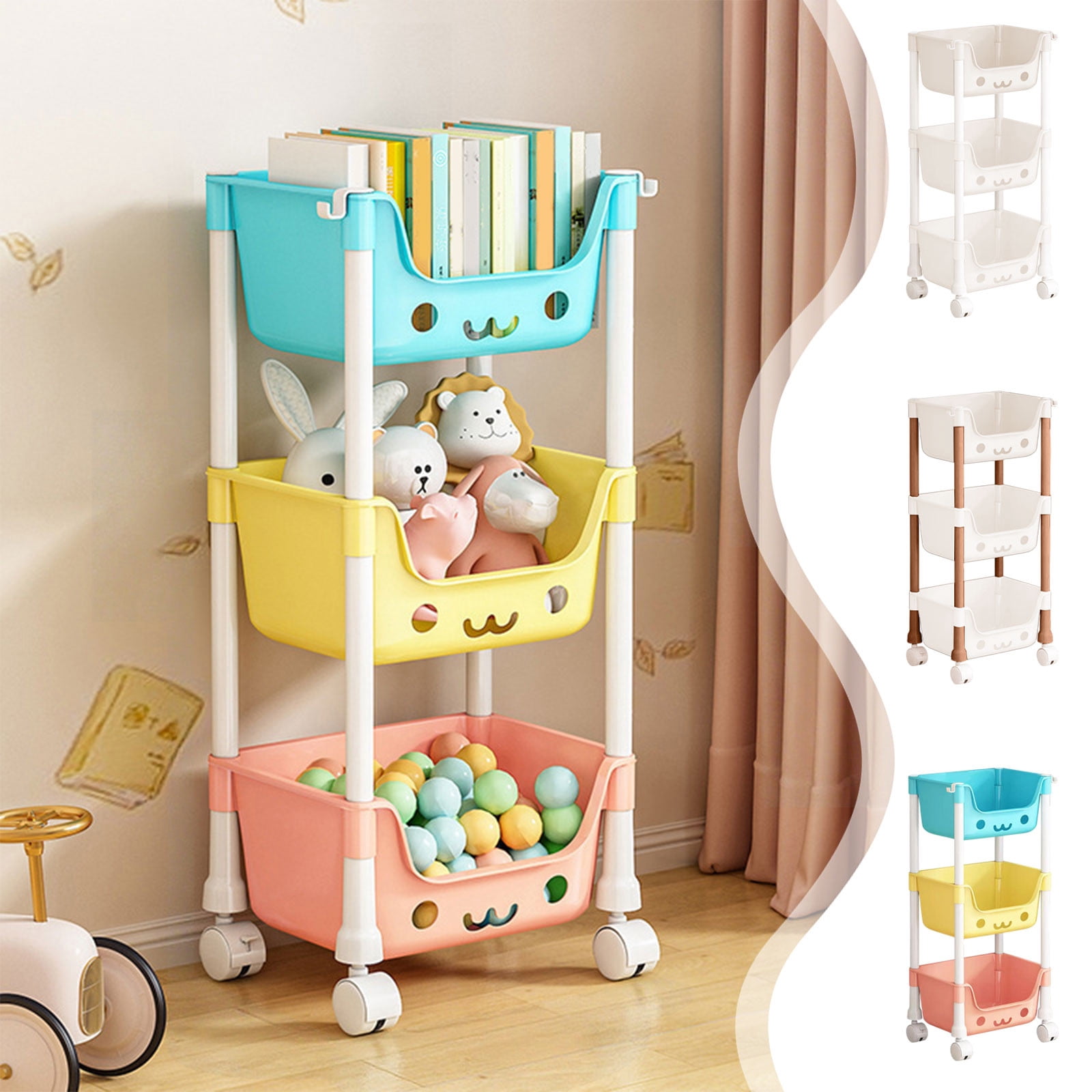 Xuniizn Rolling Cart Small Storage Cart – 3 Tier Rolling Utility Carts ...