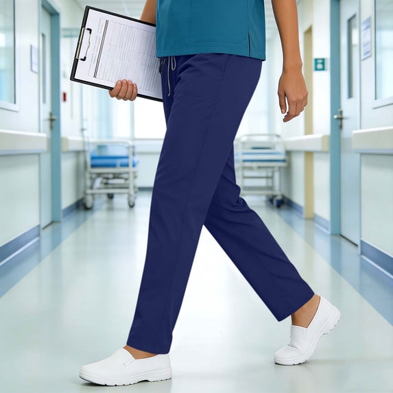 Xuniizn Scrub Pants for Women Drawstring Mid Rise Soft Stretchy Multi Pockets Medical Nursing Uniform Scrubs Bottoms, XS-2XL