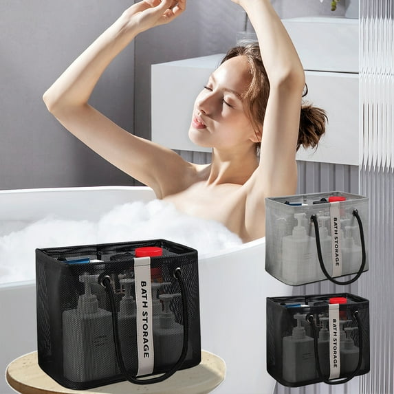 Xuniizn Shower Caddy, Mesh Shower Caddy - Portable Hanging Shower Organizer, Shower Basket for Dorm, Camping & Gym – Bathroom Organization Essential, Gray