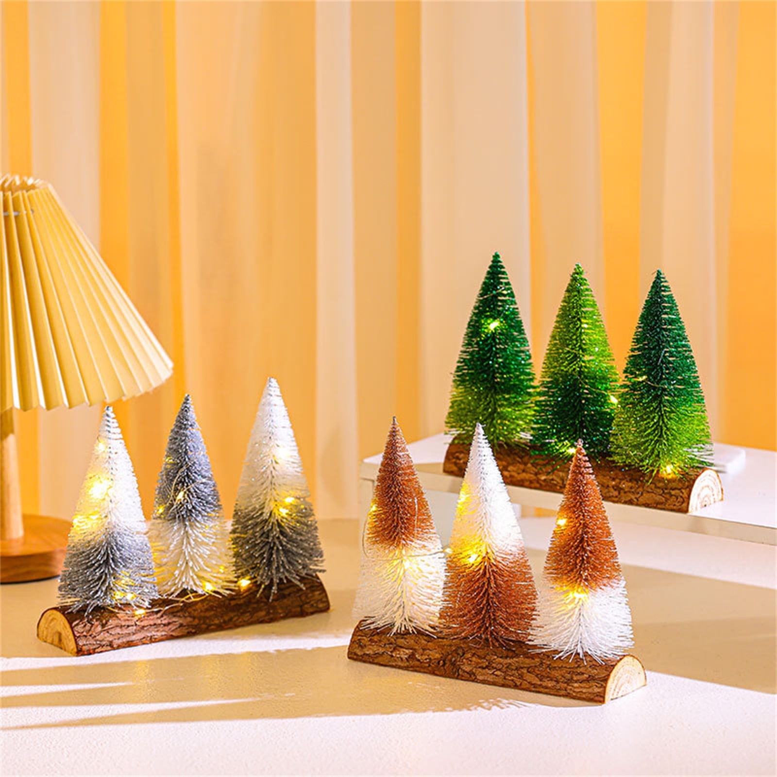 Xuniizn Small Christmas Tree with Lights for Desk, Wood Table Top ...
