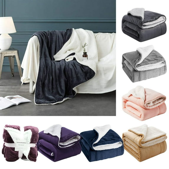 Xuniizn Soft Blankets, Throw Blanket for Couch, Flannel Sherpa Blanket Fleece Blanket for Adults, Cozy, Plush, Thicken, Reversible, Machine Washable, Dark Gray