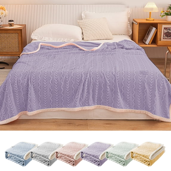 Xuniizn Soft Blankets, Throw Blanket for Couch, Flannel Sherpa Blanket Fleece Blanket for Adults, Cozy, Plush, Thicken, Reversible, Machine Washable, Purple