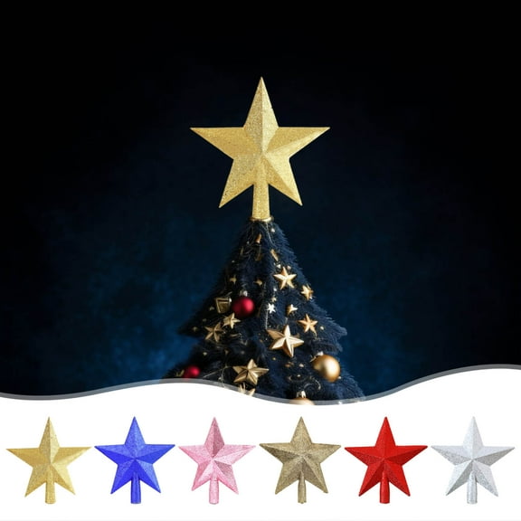 Xuniizn Star Tree Topper, Glitter 3D Shatterproof Star, Christmas Tree Top Decor for Indoor Outdoor Holiday Home Party, Plastic, Red