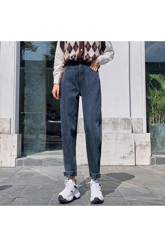 Straight Leg Jeans for Women, Plus Size Slim High Waisted Thick Warm Mom Jeans, Soft Cozy Classic Versatile Casual Denim Pants, S-3XL