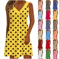 thumbnail image 1 of Xuniizn Summer Dresses for Women Sleeveless V Neck Polka Dot Boho Beach Holiday Dress Casual Soft Loose Petite Tank Dresses S, 1 of 5