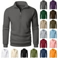 thumbnail image 1 of Xuniizn Sweatshirt for Men Quarter Zip Solid Casual Loose Long Sleeve Outdoor Pullover Shirts Plus Size Soft Cozy Breathable Golf Hoodie Sweatshirts, S-3XL, 1 of 9