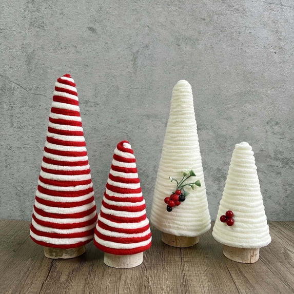 Xuniizn Table Top Christmas Tree, Wood Small Christmas Tree for Desk Decor, Mini Christmas Tree Ornaments for Office Decor, Christmas Decorations for Home, Red