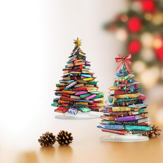 Xuniizn Table top Christmas Tree Ornaments, Acrylic Small Christmas Tree for Christmas Table Decor, 10x7" Mini Christmas Tree for Gifts, Tabletop Christmas Tree, Christmas Decorations for Home