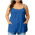 thumbnail image 1 of Xuniizn Tank Tops for Women Plus Size Solid Sleeveless Adjustable Spaghetti Strap Cotton Camisole Shirts with Pockets Loose Basic Undershirt, L-5XL, 1 of 6