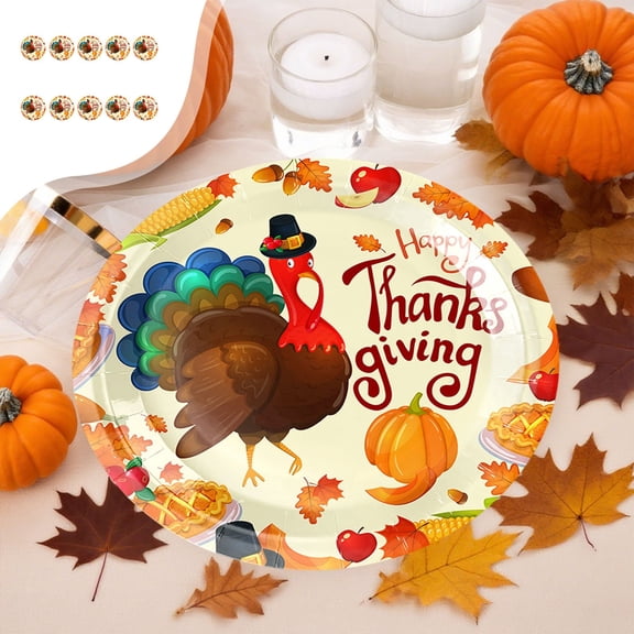 Xuniizn Thanksgiving Plates 10Pcs Fall & Thanksgiving Paper Plates for Fall Decor - 9x9" Fall & Thanksgiving Plates Disposable for Friends Party Daily Use, Fall Decorations for Home