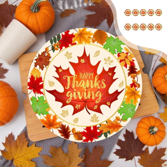 Xuniizn Thanksgiving Plates 10Pcs Fall & Thanksgiving Paper Plates for Fall Decor - 9x9" Fall & Thanksgiving Plates Disposable for Friends Party Daily Use, Fall Decorations for Home
