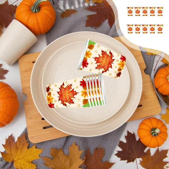 Xuniizn Thanksgiving Plates Disposable, Thanksgiving Paper Plates Fall Paper Plates, Thanksgiving Theme Party Tableware Set Fall Plates, Cups, Napkins & Tablecloth, Fall Decorations for Home
