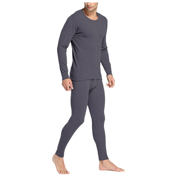Xuniizn Thermal Underwear for Men, Big & Tall Breathable Crewneck Long Johns Bottom & Shirts, Thick Soft Cozy Casual Warm Winter Sleepwear, M-4XL