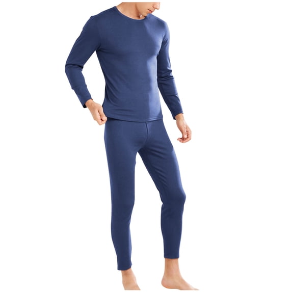 Xuniizn Thermal Underwear for Men, Fleece Lined Long Crewneck Winter Warm Base Layer Shirts, Soft Cozy Winter Sleepwear, L-4XL