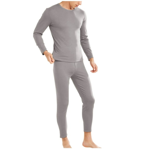 Xuniizn Thermal Underwear for Men, Fleece Lined Long Crewneck Winter Warm Base Layer Shirts, Soft Cozy Winter Sleepwear, L-4XL