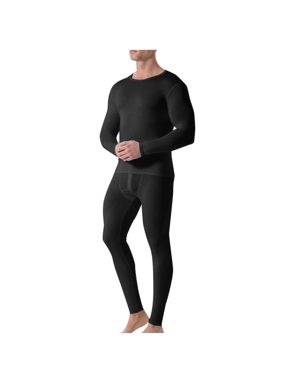 Thermal Underwear for Men, Fleece Lined Plus Size Long Johns Tops & Bottom, Soft Comfy Warm Winter Casual Base Layer Undershirts, L-5XL