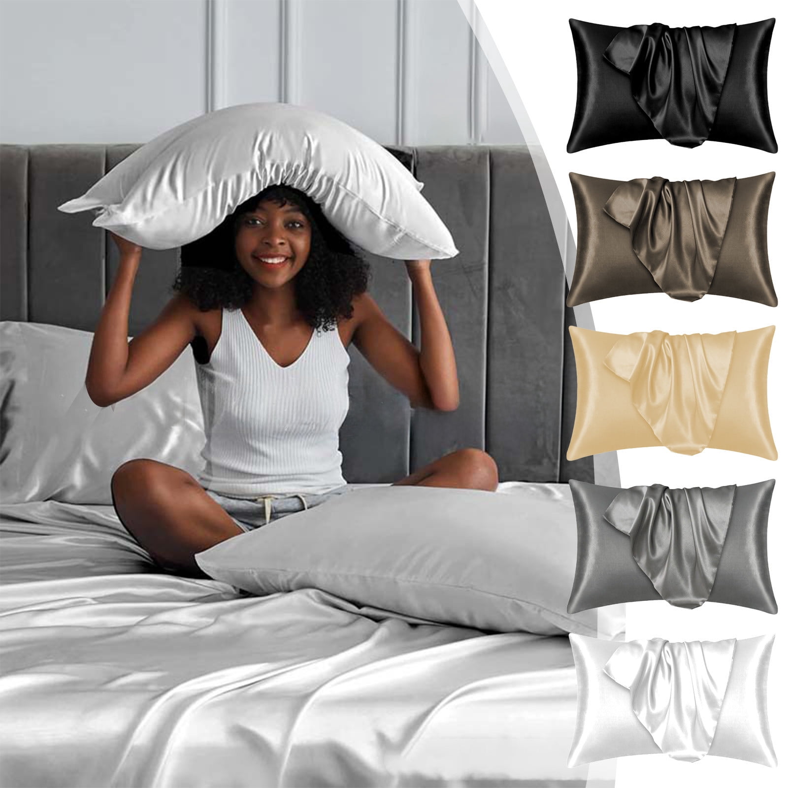 Xuniizn Throw Pillow Cover Satin Pillowcase for Hair and Skin