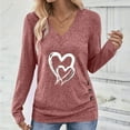 thumbnail image 1 of Xuniizn Valentine's Day Womens Long Sleeve Shirts, Heart Print V Neck Casual Loose Tops, Plus Size Soft Cozy Sweatshirt, Gifts for Her, 1 of 8
