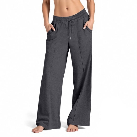 Xuniizn Wide Leg Pants for Women, Lightweight Elastic Waist Drawstring Casual Barrel Sweatpants with Pockets, Soft Comfortable High Waist Trousers