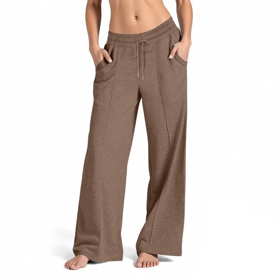 Xuniizn Wide Leg Pants for Women, Lightweight Elastic Waist Drawstring Casual Barrel Sweatpants with Pockets, Soft Comfortable High Waist Trousers