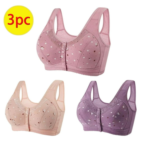 Xuniizn Wireless Bars for Women 3 Pack Breathable Lace Gatherd Bras Solid Color Plus Size Bras Seamless Mesh Straps Support Comfort Bras S-4XL, Gifts for Women