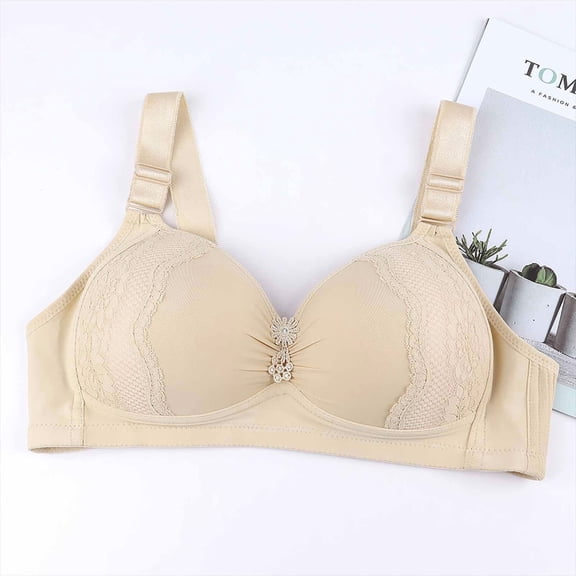 Xuniizn Wireless Plus Size Bras for Women, Push Up Solid Color Casual Underwear, Soft Thin Comfortable Breathable Everyday Bra