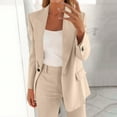 thumbnail image 1 of Xuniizn Women's Business Suits, Open Button Long Sleeve Collared Neck Slim Work Office Blazer Jackets and Tapered Formal Pants, Soft Comfy Trendy Elegant Casual Suits, 1 of 8