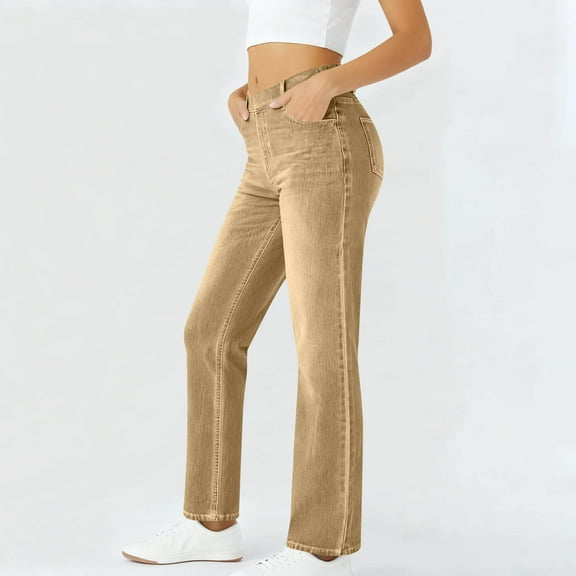 Xuniizn Womens Jeans High Waisted, Stretchy Straight Leg Slim Skinny Jeggings Denim Pants, Lightweight Soft Cozy Classic Versatile Pants, S-2XL