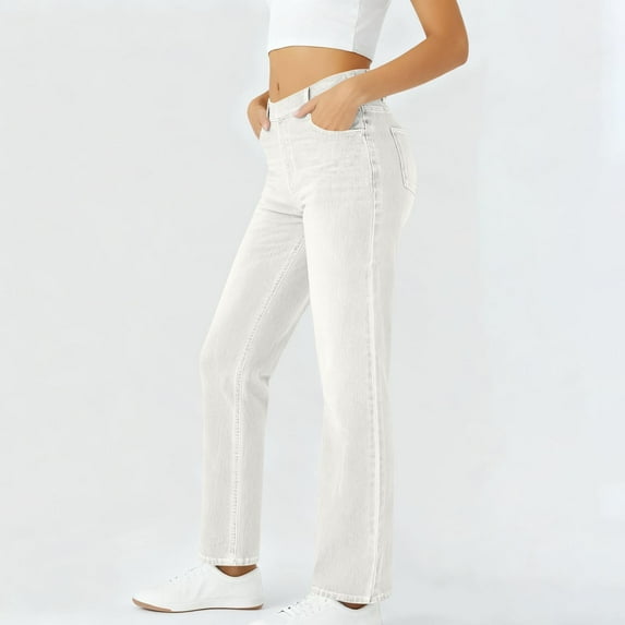 Xuniizn Womens Jeans High Waisted, Stretchy Straight Leg Slim Skinny Jeggings Denim Pants, Lightweight Soft Cozy Classic Versatile Pants, S-2XL