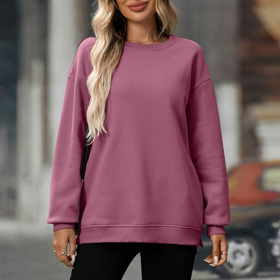 Xuniizn Womens Sweatshirts, Oversized Solid Color Crew Neck Long Sleeve Loose Sweaters, Soft Comfy Warm Fall Winter Tops, S-5XL