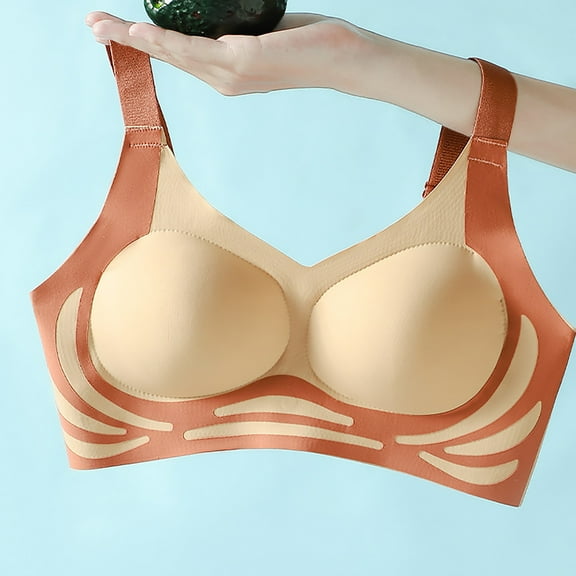 Xunlbb Up to 50% off Wireless Bra for Women Plus Size Women's Sports Thin Cup Seamless Lifting And Gathering Underwear Women's Comfortable Bra(Coffee,L)