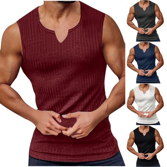 Xunlbb Mens Shirts Workout Tank Tops for Men Fashion Men Casual Color Casual Fitness Sportswear Round-Neck Tank Top, Size M-3XL