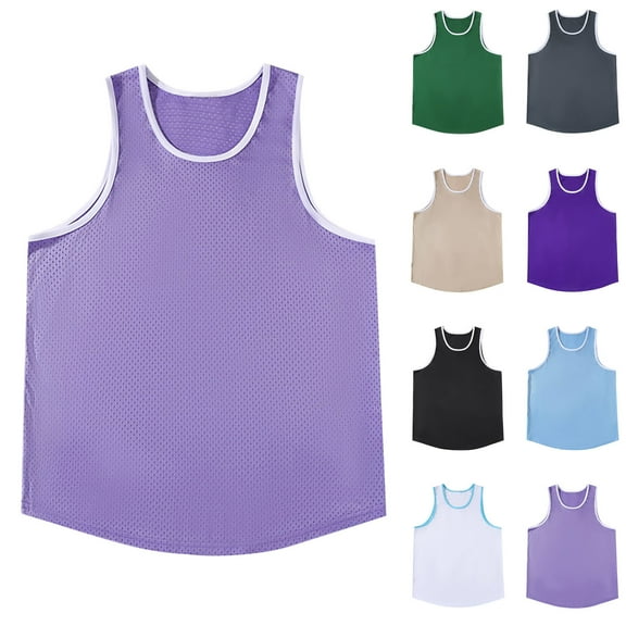 Xunlbb Mens Shirts Workout Tank Tops for Men's Solid Color Casual Fitness Sport Permeability Round Neck Tank Top, Size M-3XL