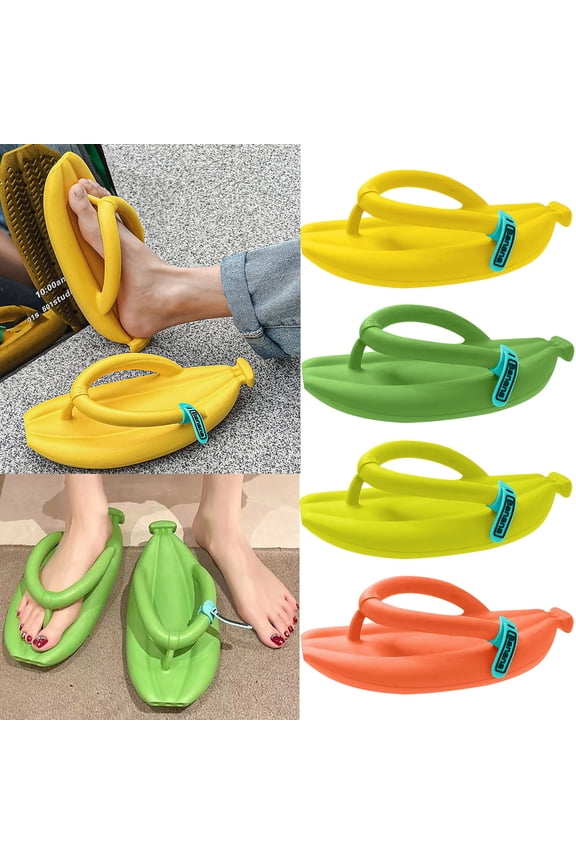 Banana Flip Flops for Women Men Lightweight Wide Slippers Home Couple Shoes Soft Sole Slippers Non Slip Rubber Sandals Summer Vacation Beach Party Cute Shoes