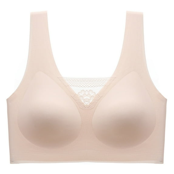 Xunlbb Best Bras for Women Plus Size Women's Steel Ring Gathering Bra Underwear Daily Bra(Beige,L) on