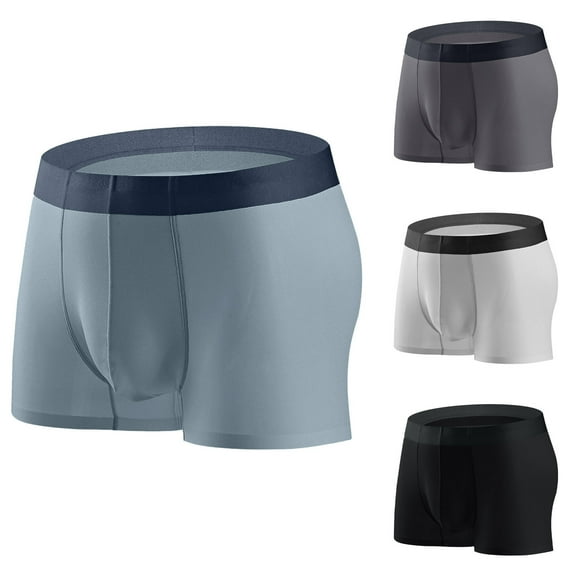 Xunlbb Boxer Briefs for Men Ice Silk Loose Breathable Briefs Elastic Exercise Home Flat Angle Underpants Lightweight Quick Dry Underwear Gym Workout Training Plus Size