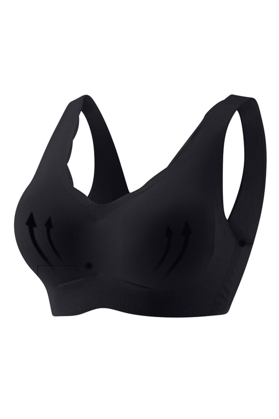 Bra Women Up to 50% off Plus Size Women Comfort Beautiful Back Seamless Seamless Bras Wireless Push UpT-shirt Bras Bralettes Thin Soft Everyday Bra(Black,M)