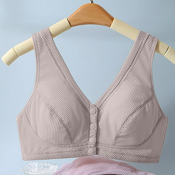 Xunlbb Bra Women Up to 50% off Plus Size Women's Bra Without Steel Ring Gathering Large Honeycomb Thin Bra Front Button Underwear For Women(Gray,105C)