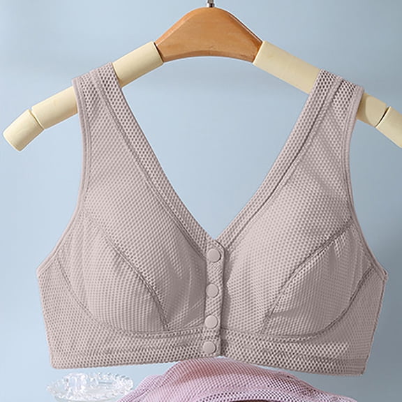 Xunlbb Bras for Women no Underwire Plus Size Women's Bra Without Steel Ring Gathering Large Honeycomb Thin Bra Front Button Underwear For Women(Gray,80B)