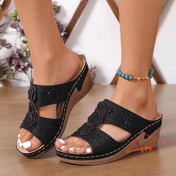 Xunlbb Clearance Sale Sandals! Women's Summer Leisure Comfortable Rhinestone Flower Wedges