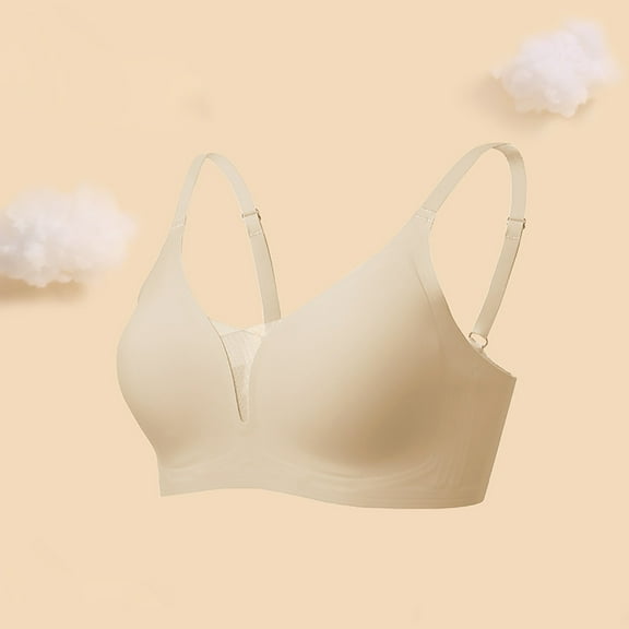 Xunlbb Sale Womens Bras Plus Size Woman's Printing Gathered Together Large Size Daily Bra Underwear No Rims(Gold,XL)