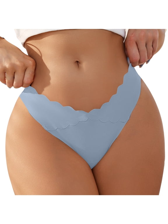 Clearance Under $5,Women's Fashion Sexy Traceless Transparent Low Waist G-string Panties Thong (Blue XL) on Clearance