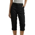 thumbnail image 1 of Xunlbb Clearance! Women's solid-color three-quarter length slacks with waistband pockets and five-quarter length slacks,Black 2XL, 1 of 8