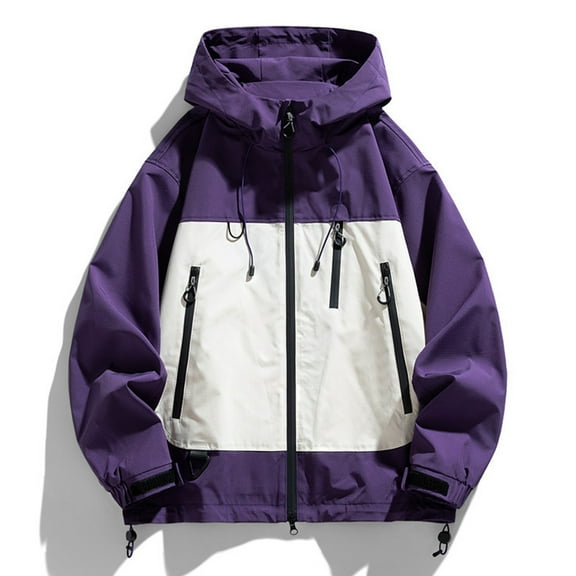 Xunlbb Coat Rain Jacket Men's Fashion Casual Outdoor Work Bag Long Sleeve Hooded Casual Coat/jacket Jacket Great Gifts for Less,S-3XL