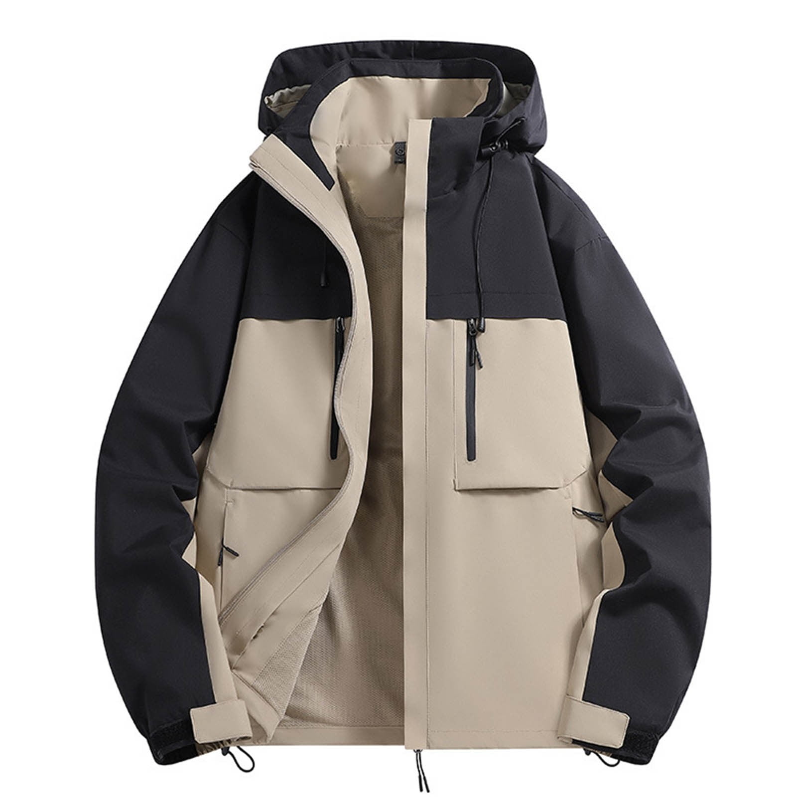 Xunlbb Coat Rain Jacket Men's Fashion Casual Solid Color Pockets