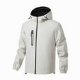 thumbnail image 1 of Xunlbb Coat Rain Jacket Men's Multiple Pockets Solid Color Simplicity Fashion Hooded Couple Style Interchange Jacket Jacket Camp Loose Coat on Clearance,M-3XL, 1 of 7