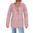 thumbnail image 1 of Xunlbb Coat Rain Jacket Women’s Solid Rain Jacket Outdoor Jackets Hooded Raincoat Windproof Great Gifts for Less,S-5XL, 1 of 7