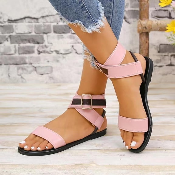 Xunlbb Comfort Sandals, Women's Flat Casual Head One-line Buckle Beach Sandals